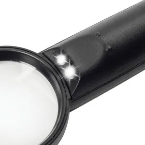 Лупа BRAUBERG ручная 5x, 50 мм, с подсветкой, черная (454128), изображение 2